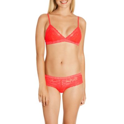 Red lacies racy triangle crop bra